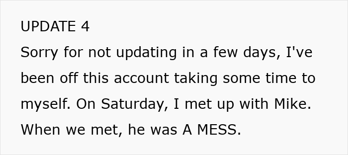 Text update about a bride walking out after learning the groom cheated with her mom, describing emotional mess.