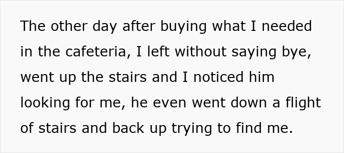 Text describing a younger colleague noticing a guy who won't leave her alone and appears to have inappropriate intentions. Text describing a younger colleague noticing a guy who won't leave her alone and appears to have inappropriate intentions.
