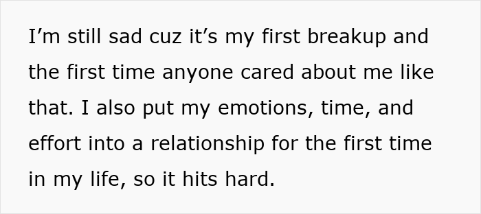 Alt text: Sad person reflecting on first breakup and emotions invested in relationship with significant age gap exposed.