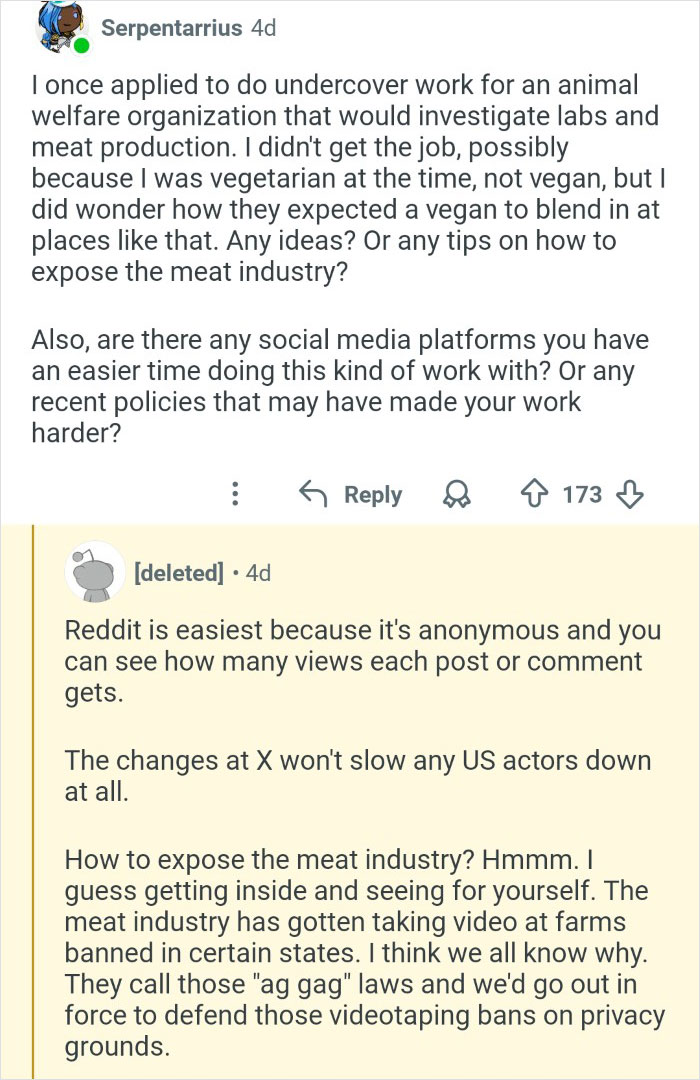 Conversation about exposing the meat industry and social media challenges from ex-employee discrediting veganism online.
