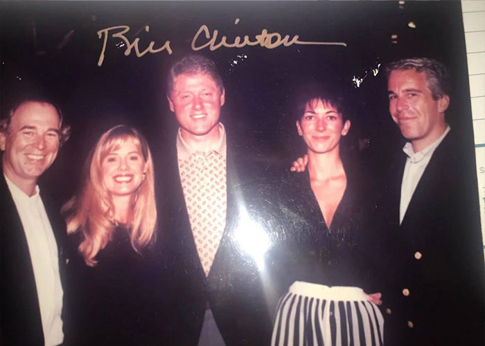 Group photo with Bill Clinton and Jeffrey Epstein linked to new disturbing Epstein desk photo controversy. Group photo with Bill Clinton and Jeffrey Epstein linked to new disturbing Epstein desk photo controversy.