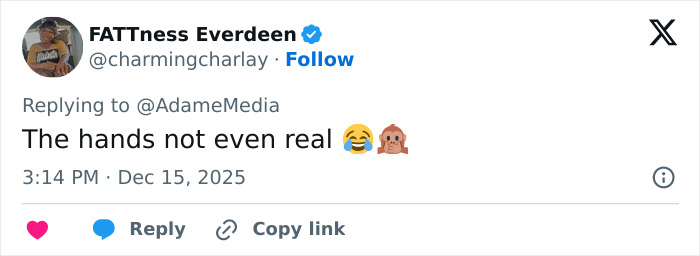 Tweet by FATTness Everdeen reacting humorously to a clip of Erika Kirk's curated moment with husband Charlie's body slam.