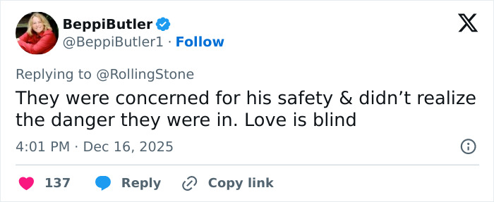 Screenshot of a tweet commenting on safety concerns at Conan O'Brien's party involving Rob Reiner's son and celebrities. Screenshot of a tweet commenting on safety concerns at Conan O'Brien's party involving Rob Reiner's son and celebrities.