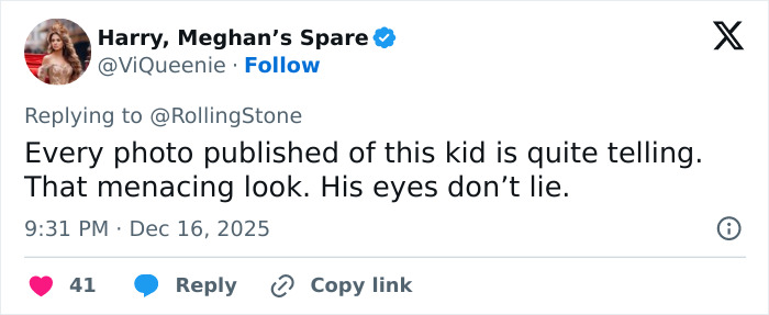 Tweet from Harry, Meghan’s Spare about Rob Reiner's son asking celebrities at Conan O'Brien's party with a menacing look. Tweet from Harry, Meghan’s Spare about Rob Reiner's son asking celebrities at Conan O'Brien's party with a menacing look.