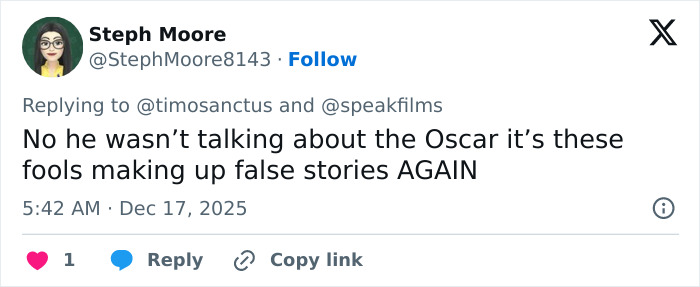 Screenshot of a tweet denying false stories after Timothée Chalamet was criticized for arrogance in an interview. Screenshot of a tweet denying false stories after Timothée Chalamet was criticized for arrogance in an interview.