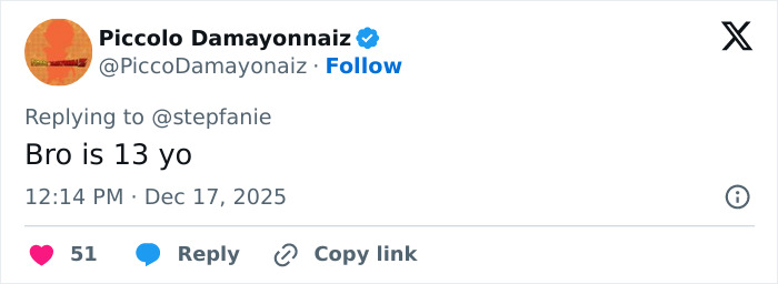Tweet from user Piccolo Damayonnaiz responding to @stepfanie with comment about age, sparking online frenzy related to Elon Musk&rsquo;s weird comment.