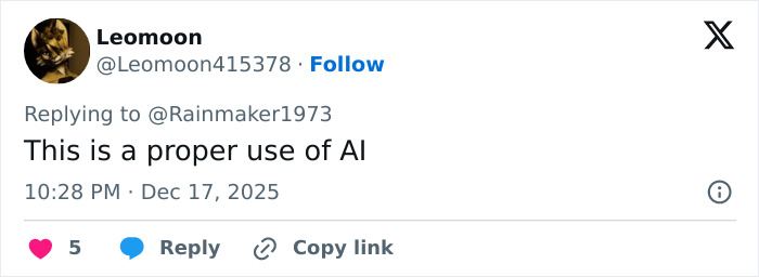 Screenshot of a Twitter reply praising the proper use of AI with a profile named Leomoon discussing Mongolian Jingle Bells.
