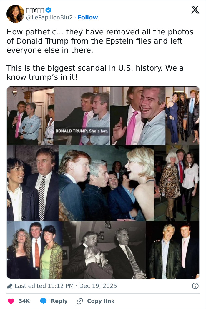 Collage of photos featuring Jeffrey Epstein with various individuals as new files reveal chilling toddler's foot in image.