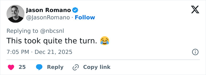 Tweet from Jason Romano reacting to a bloody twist in SNL&rsquo;s Home Alone parody starring Ariana Grande.