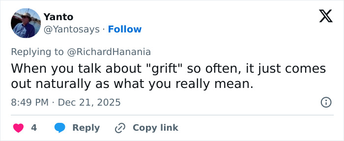 Screenshot of a viral tweet referencing the greatest Freudian slip at a TPUSA event involving Erika Kirk&rsquo;s awkward mistake.