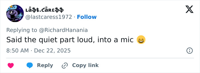 Tweet showing a humorous comment on Erika Kirk&rsquo;s greatest Freudian slip during a TPUSA event, with a smiling emoji.