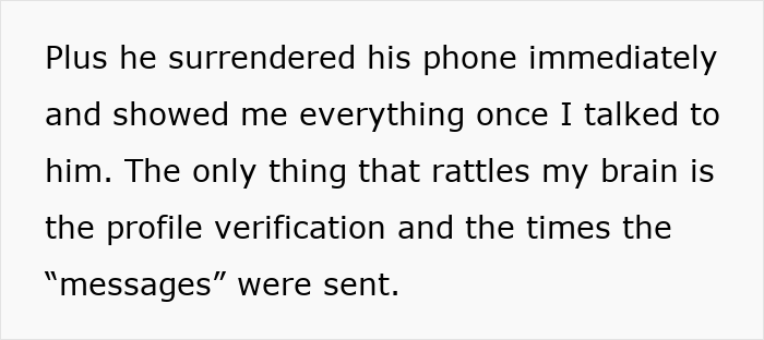 Text excerpt about a woman receiving proof of cheating and dealing with crazy ex-girlfriends in a relationship.