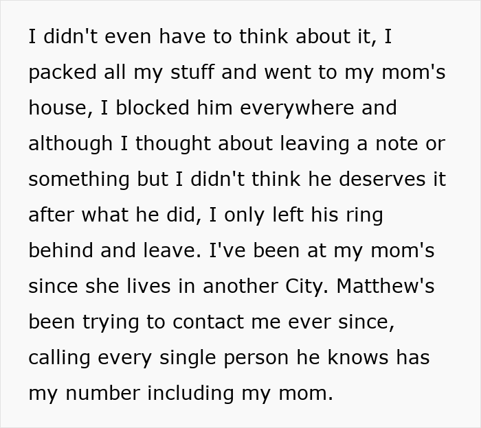 Alt text: Woman leaving with belongings and a ring left behind after a breaking-up ultimatum over ring situation.