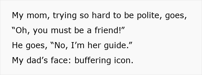 Text post humor about sister&rsquo;s barefoot spiritual advisor causing comical chaos at Thanksgiving with dad's confused reaction.