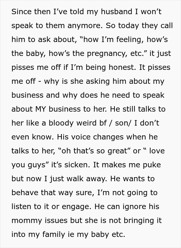 Text excerpt discussing a husband who won&rsquo;t stand up to his mother, frustrating his wife and causing relationship strain.