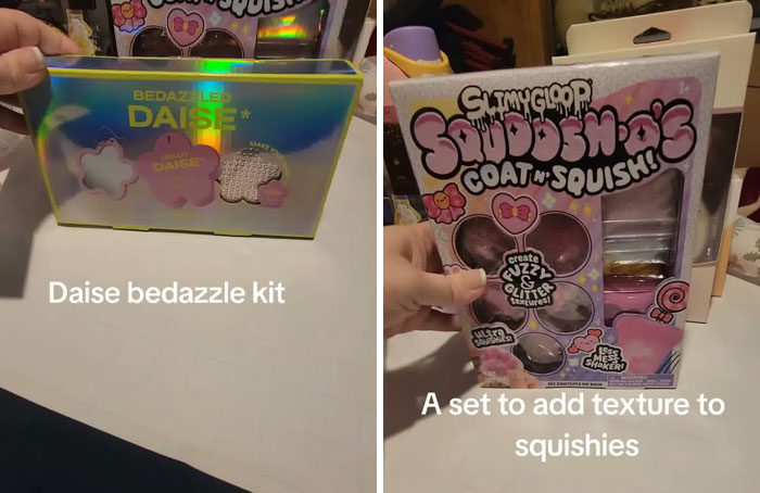 Christmas gift haul showing a Daise bedazzle kit and a texture set for squishies for daughter enjoyment. Christmas gift haul showing a Daise bedazzle kit and a texture set for squishies for daughter enjoyment.