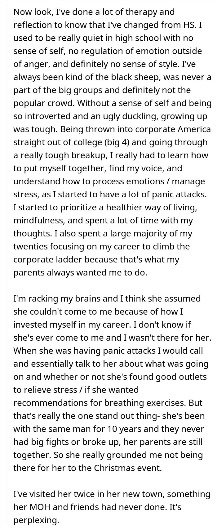 Text passage discussing personal growth, therapy, and emotional challenges during wedding dress shopping trip wake-up call. Text passage discussing personal growth, therapy, and emotional challenges during wedding dress shopping trip wake-up call.