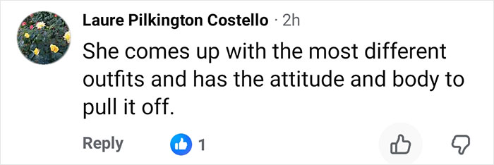 Comment praising Gwen Stefani&rsquo;s unique outfits and confidence amid Rockefeller Tree Lighting outfit controversy.