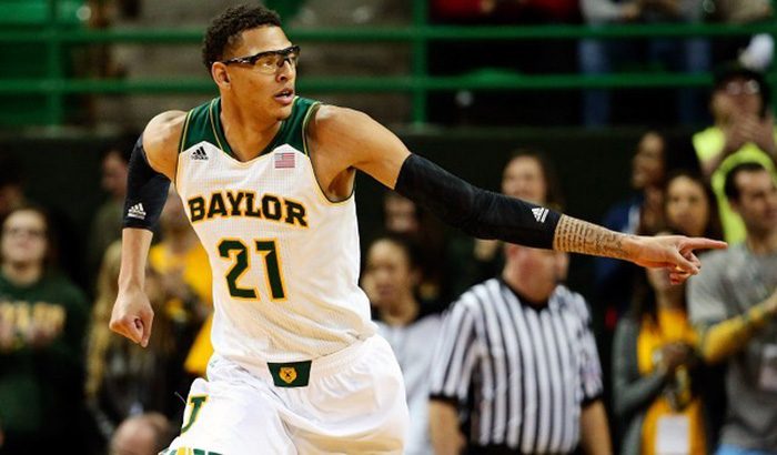 Isaiah Austin in Baylor uniform wearing protective eyewear, highlighting celebrities with rare conditions in sports.
