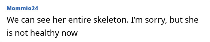 User comment about Ariana Grande addressing body-shaming, criticizing her health based on her appearance online. User comment about Ariana Grande addressing body-shaming, criticizing her health based on her appearance online.