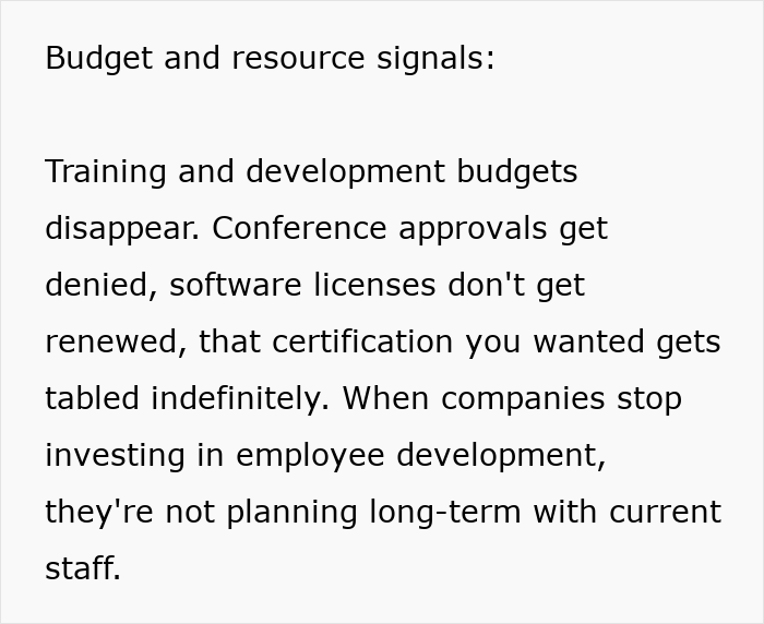 Budget and resource signals showing lack of investment in training and development as subtle job safety red flags. Budget and resource signals showing lack of investment in training and development as subtle job safety red flags.