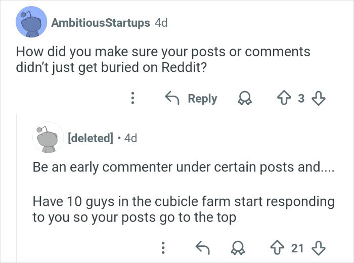 Reddit conversation screenshot discussing tactics used by an ex-employee who discredited veganism online.