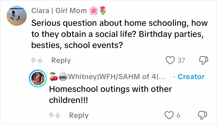 Commenters discuss homeschool social life and parenting choices as viral homeschool clip raises eyebrows online.