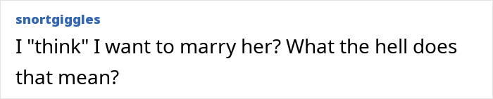 Screenshot of a text message expressing confusion about wanting to marry her, related to secret texts and wedding concerns.