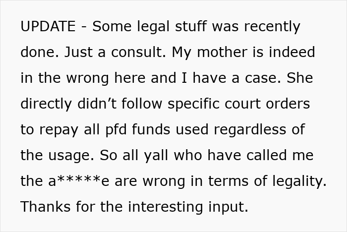Teen questions missing $30k, mom gives vague answers, sparking online debates about ungratefulness and legal issues.