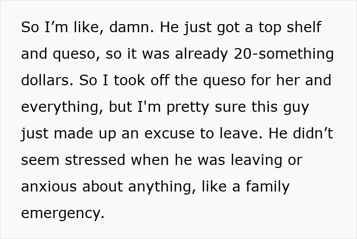Text excerpt from a first date where the waiter serves and a potential date disaster unfolds over a pricey order. Text excerpt from a first date where the waiter serves and a potential date disaster unfolds over a pricey order.