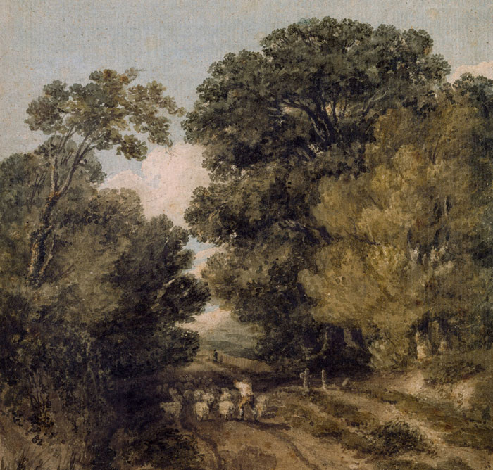 Rustic countryside landscape with dirt path and trees, evoking calmness and nature's peacefulness in a serene setting.