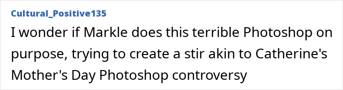 Comment criticizing Prince Harry and Meghan Markle's holiday snap for alleged manipulation spotted by fans online.