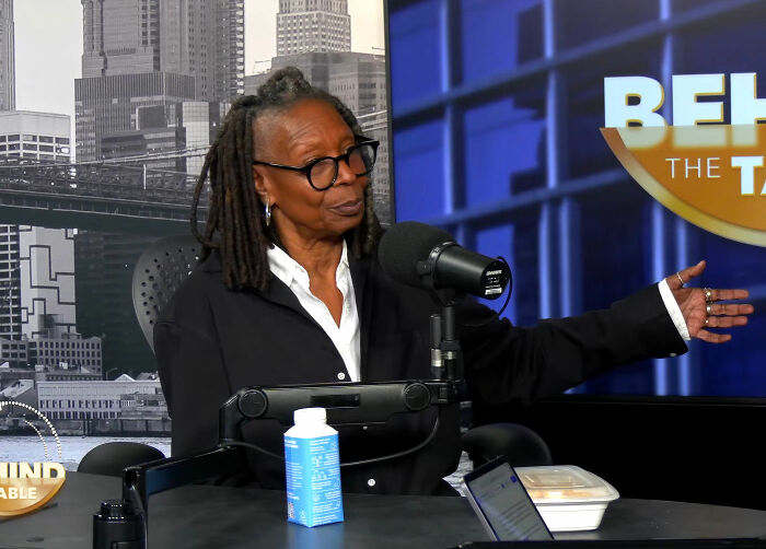 Jimmy Kimmel speaking into a microphone on a talk show set discussing Donald Trump&rsquo;s hateful and vile comments.