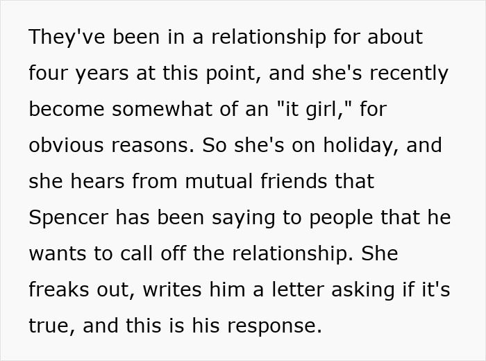 Text excerpt about a letter from the worst Victorian boyfriend causing women to question past relationship behaviors.