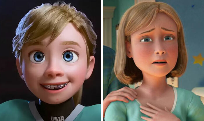 Side-by-side images of animated Toy Story characters Andy and his mom, capturing Disney fans&rsquo; surprise and reactions.