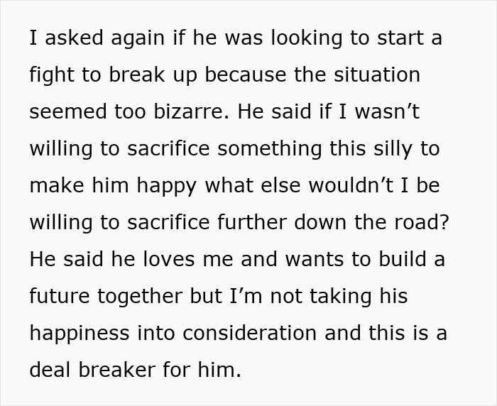 Text discussing boyfriend demanding girlfriend laser off all body hair and the resulting online backlash.