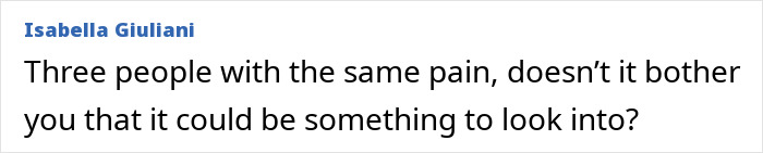 Text excerpt by Isabella Giuliani discussing concern over three people with the same pain after a fatal Christmas dinner incident.