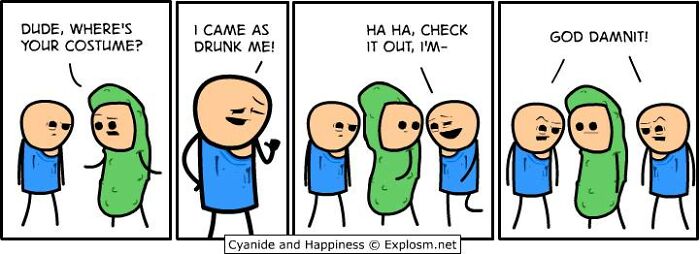 Four-panel Cyanide & Happiness comic showing two characters in a humorous dark take on society and social situations.