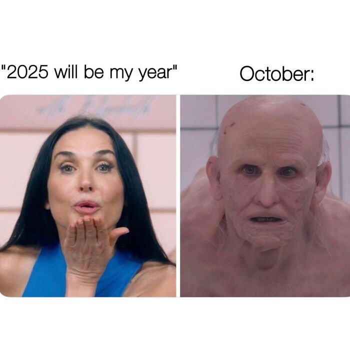 Two-panel movie meme showing a hopeful woman and a shocked elderly man, illustrating movie memes humor.