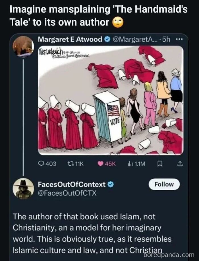 Social media post showing a controversial mansplaining debate with a political cartoon, highlighting fails in understanding.