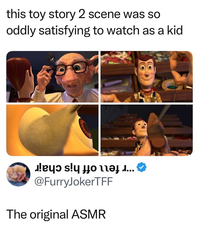 Toy Story 2 scene meme showing Woody and an elderly character, a popular example of funny movie memes.