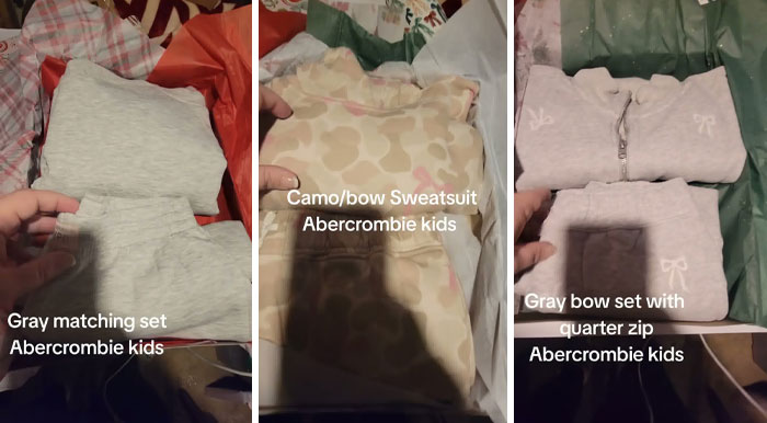 Christmas gift haul featuring Abercrombie kids gray matching sets and camo bow sweatsuits for daughter. Christmas gift haul featuring Abercrombie kids gray matching sets and camo bow sweatsuits for daughter.