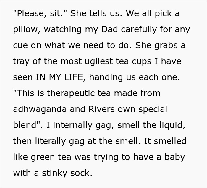 Spilled therapeutic tea by sister&rsquo;s barefoot spiritual advisor causes comical chaos at Thanksgiving family gathering.