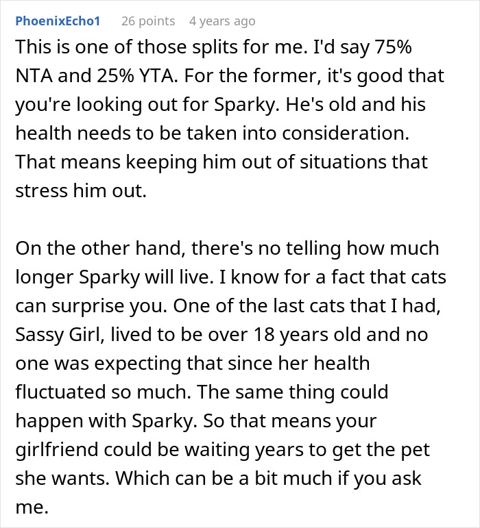 Woman upset GF won’t let her get a dog because of her old cat, highlighting pet care and relationship concerns. Woman upset GF won’t let her get a dog because of her old cat, highlighting pet care and relationship concerns.