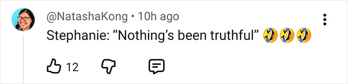 Screenshot of a social media comment where Stephanie admits nothing has been truthful, related to Sydney Sweeney lie detector test.