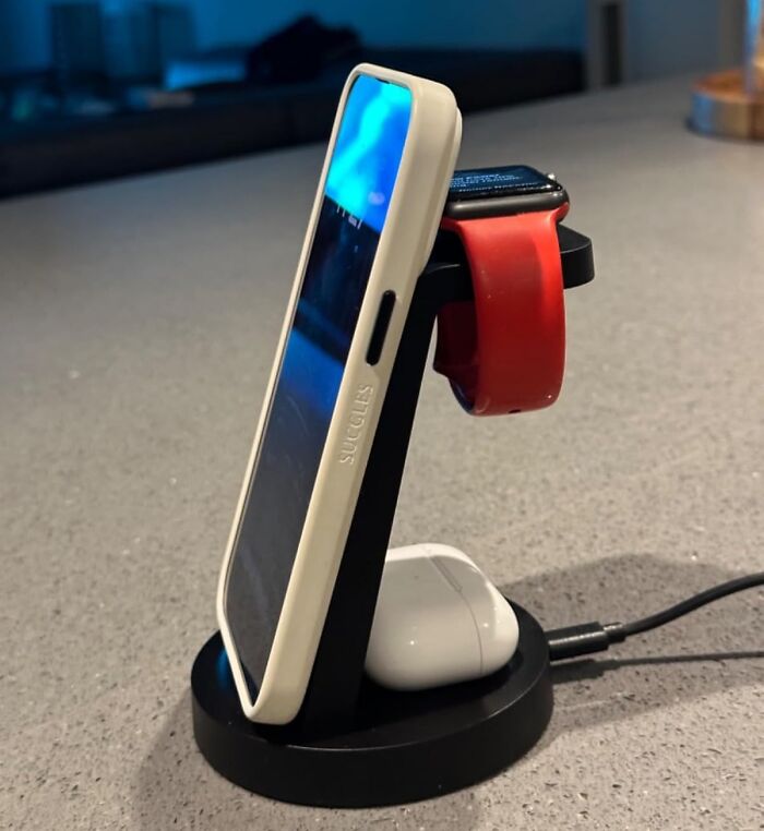 The Spaghetti Monster Of Charging Cords That Has Taken Over Your Nightstand Can Now Be Tamed By The Sleek, Minimalist Authority Of This 3 In 1 Charging Station 