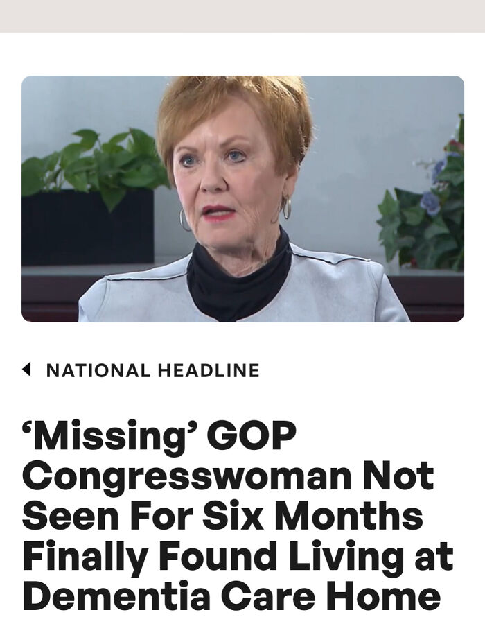 Elderly woman in an interview setting, highlighting a strange dystopia with unusual news headlines.