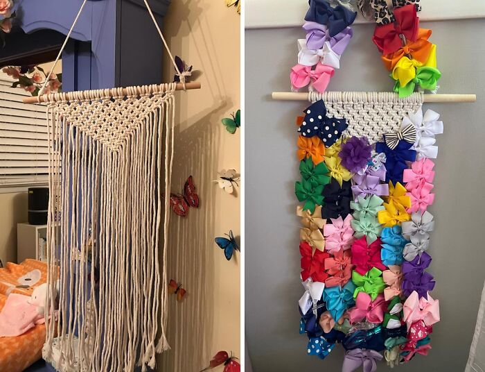 The Chaotic, Tangled Nest Of Hair Accessories That Has Taken Over A Drawer In Your Bathroom Can Now Be Beautifully Displayed And Organized With A Macrame Hair Bow Organizer 