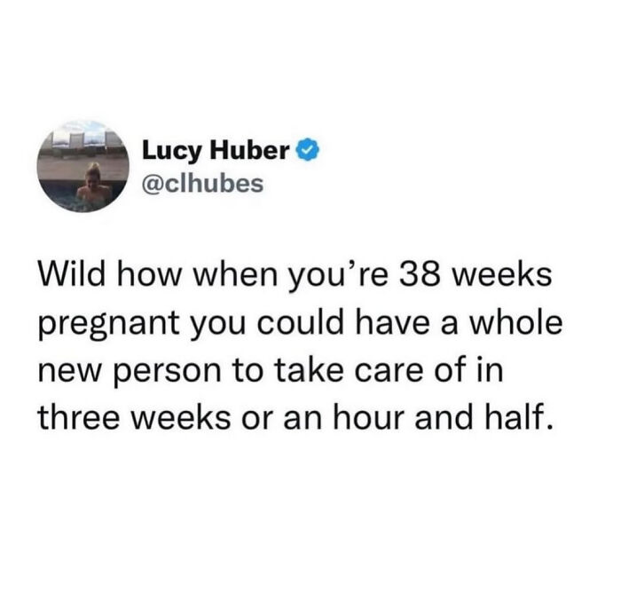 Social media meme about pregnancy and parenting humor in relatable memes for parents content.