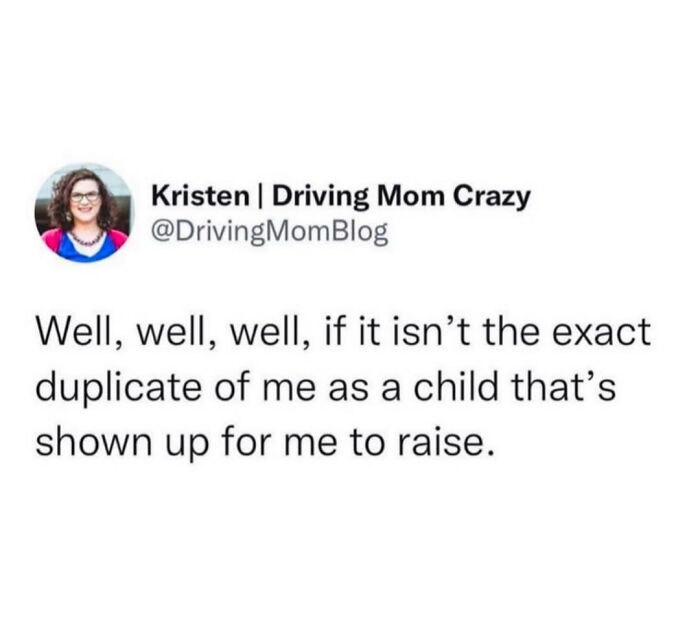 Social media meme by a mom humorously describing parenting challenges as relatable memes for parents content.